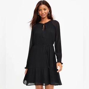 LOFT Outlet Black Satin Long Sleeve Elastic
Waist Dress